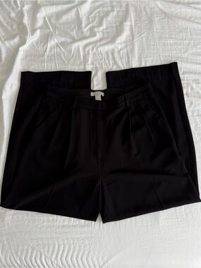 H&M Black Pleated Wide-Leg Trousers